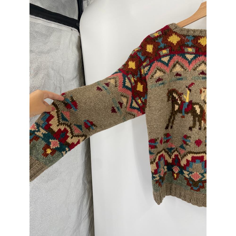 RARE Ralph Lauren Country 80s Vintage Horse Southwestern Pattern Wool Sweater - Picture 8 of 11